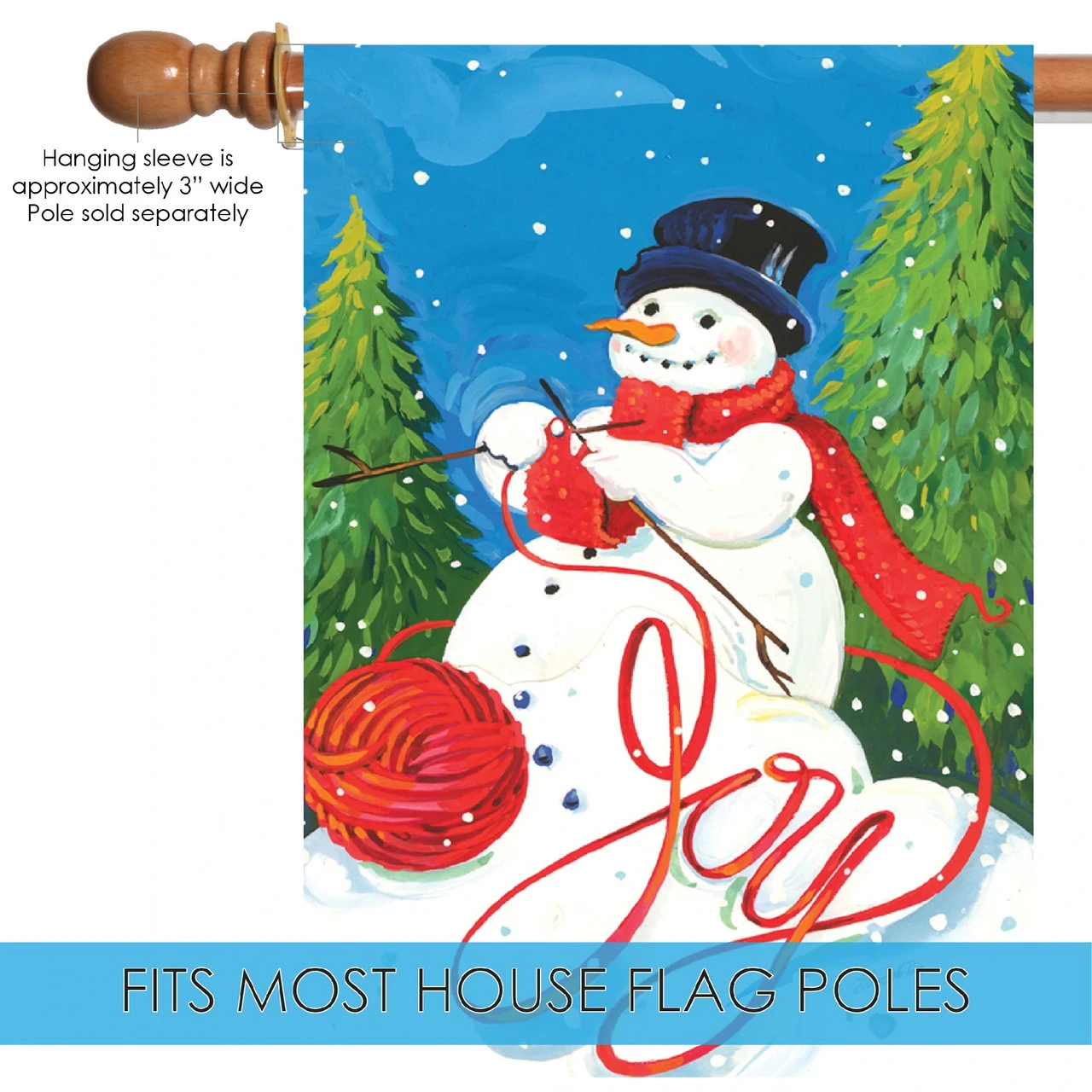 Knitting Christmas Snowman Outdoor House Flag 40" X 28" 5 Knitting Christmas Snowman Outdoor House Flag 40" X 28" - Image 5