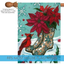 Poinsettia Boots Christmas Outdoor House Flag 40" X 28" -PatioVibe Shop dtol102509 5 88335.1682374475
