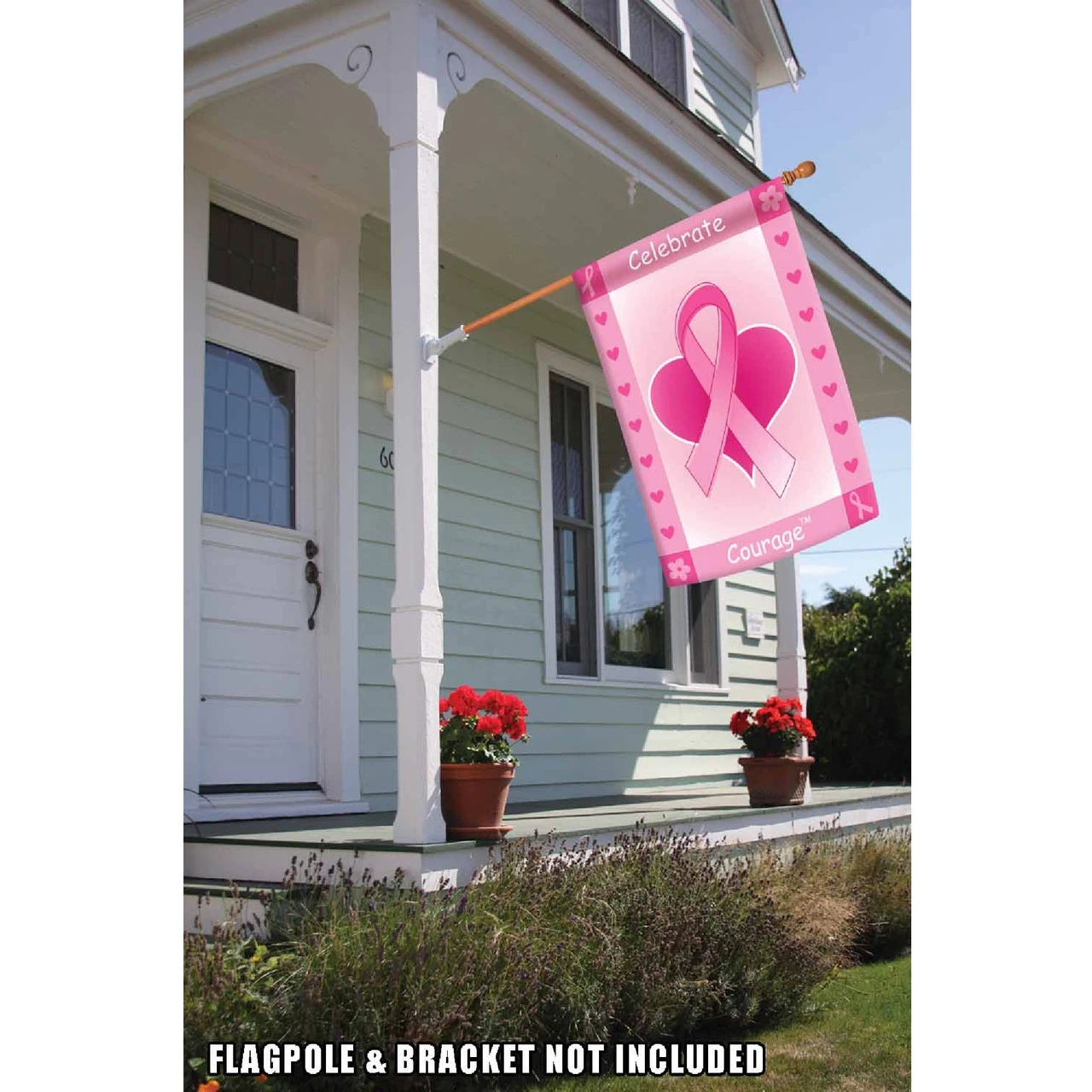 Heart And Ribbon 'Celebrate Courage' Outdoor House Flag 40" X 28" 2 Heart And Ribbon 'Celebrate Courage' Outdoor House Flag 40" X 28" - Image 2