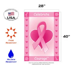 Heart And Ribbon 'Celebrate Courage' Outdoor House Flag 40" X 28" 7 Heart And Ribbon 'Celebrate Courage' Outdoor House Flag 40" X 28" -PatioVibe Shop dtol102666 3 06978.1682374221