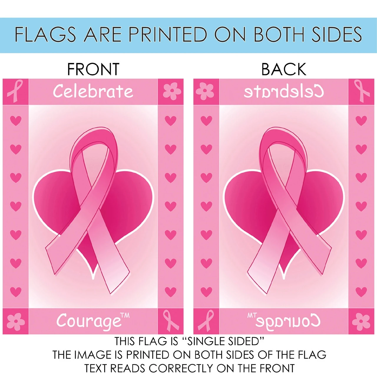 Heart And Ribbon 'Celebrate Courage' Outdoor House Flag 40" X 28" 4 Heart And Ribbon 'Celebrate Courage' Outdoor House Flag 40" X 28" - Image 4