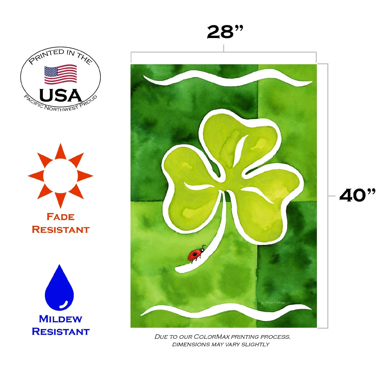Little Ladybug St. Patrick's Day Outdoor House Flag 40" X 28" 3 Little Ladybug St. Patrick's Day Outdoor House Flag 40" X 28" - Image 3