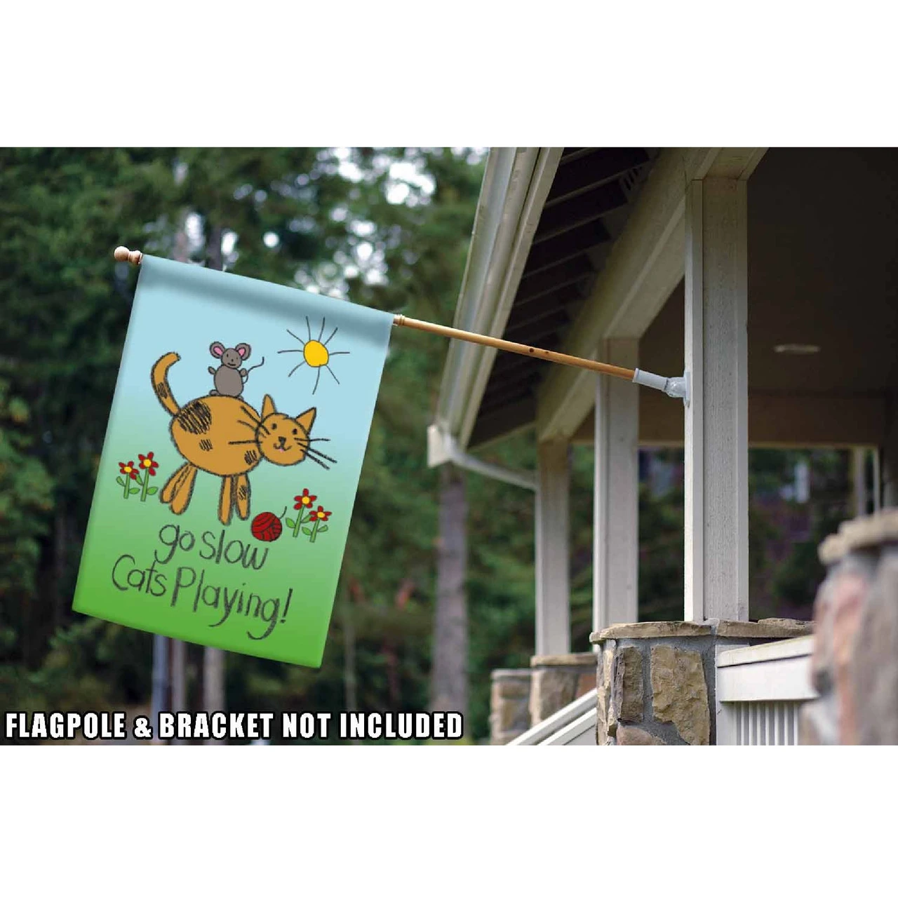 Cat And Mouse 'Go Slow Cats Playing' Outdoor House Flag 40" X 28" 2 Cat And Mouse 'Go Slow Cats Playing' Outdoor House Flag 40" X 28" - Image 2