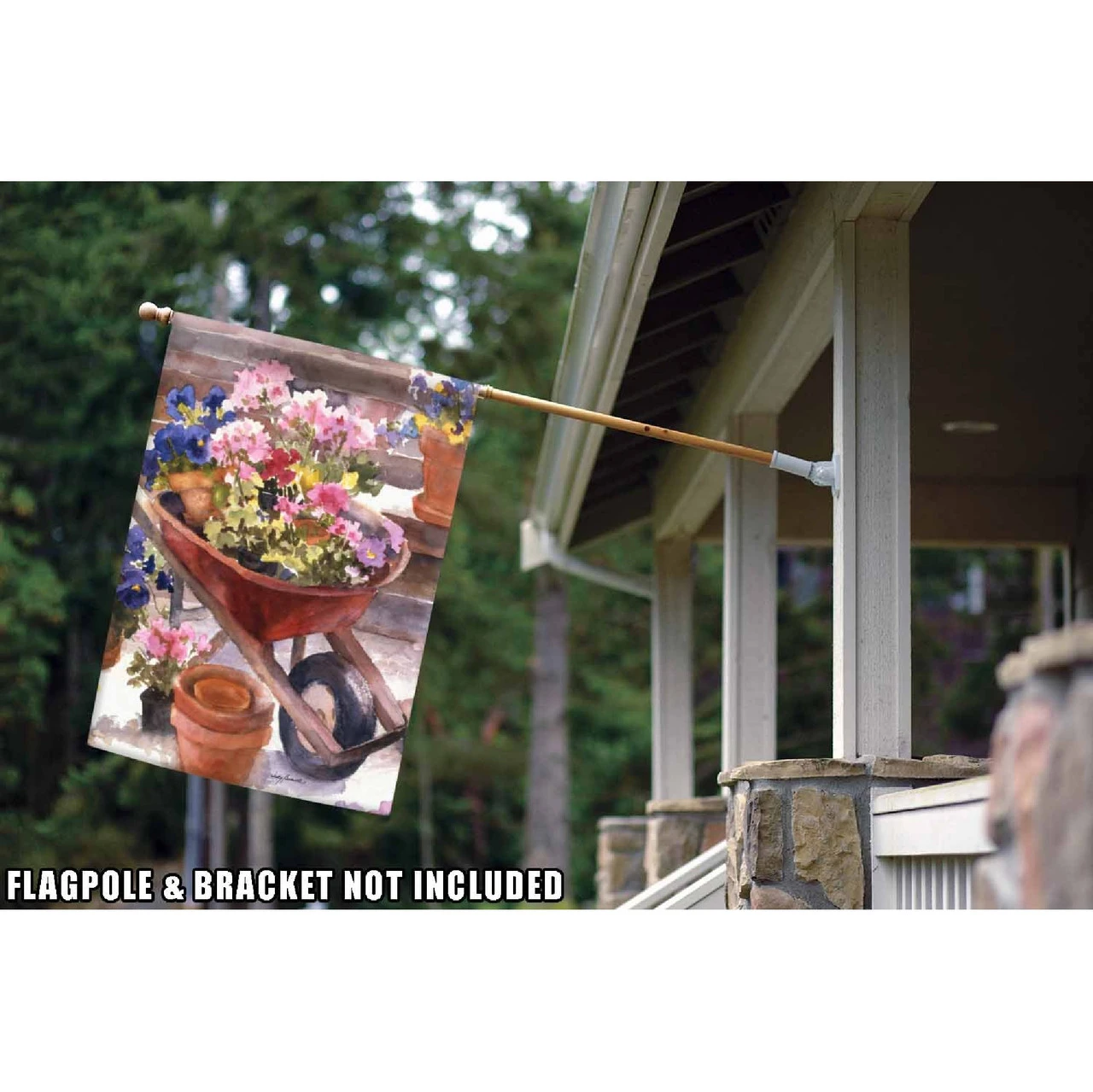 Wheelbarrow And Flowers Outdoor House Flag 40" X 28" 2 Wheelbarrow And Flowers Outdoor House Flag 40" X 28" - Image 2