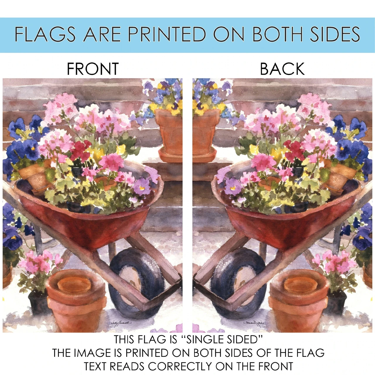 Wheelbarrow And Flowers Outdoor House Flag 40" X 28" 4 Wheelbarrow And Flowers Outdoor House Flag 40" X 28" - Image 4