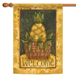 Pineapple Basket 'Welcome' Outdoor House Flag 40" X 28"