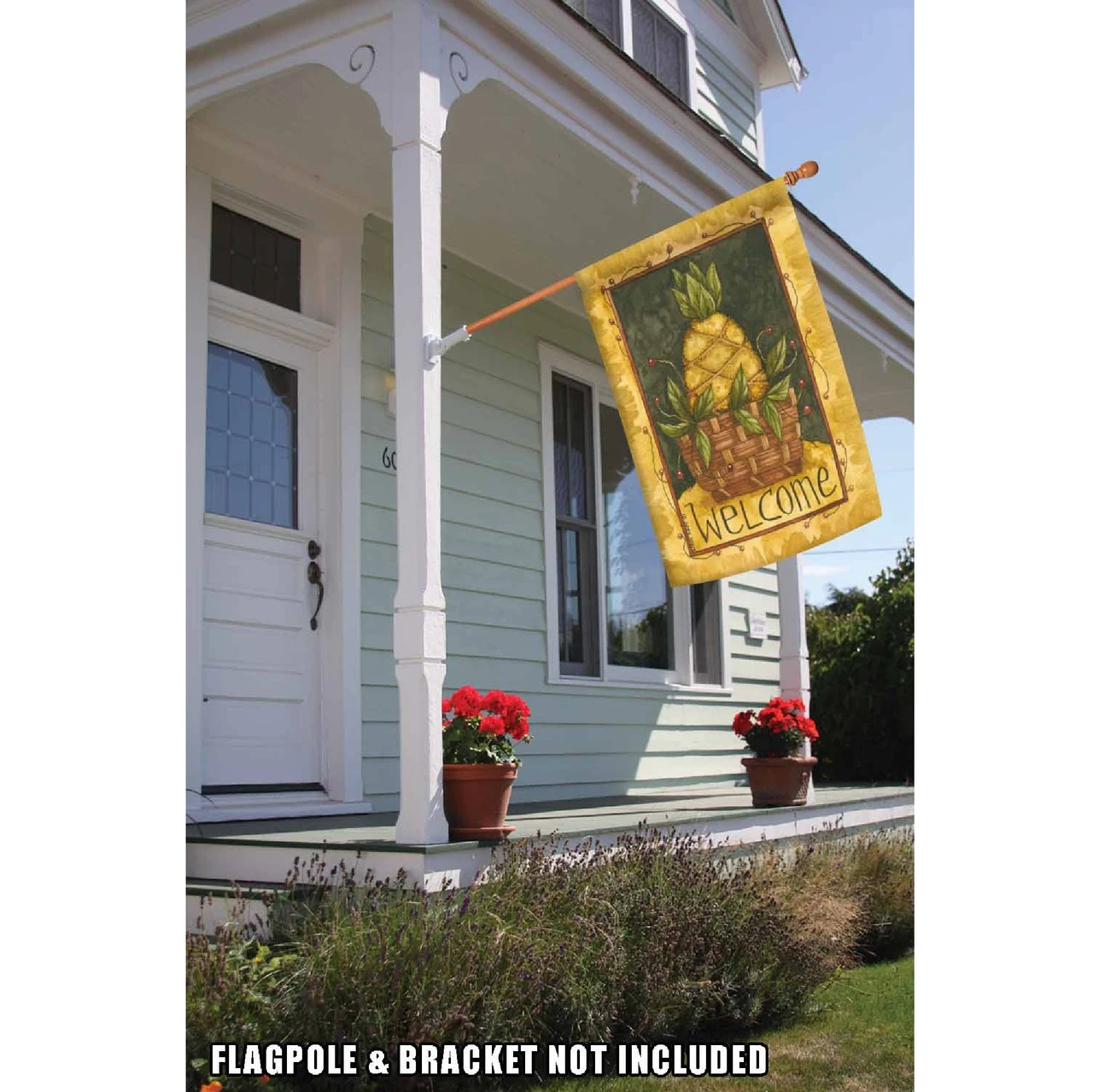 Pineapple Basket 'Welcome' Outdoor House Flag 40" X 28" 2 Pineapple Basket 'Welcome' Outdoor House Flag 40" X 28" - Image 2