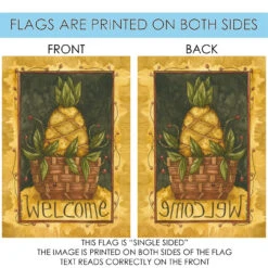 Pineapple Basket 'Welcome' Outdoor House Flag 40" X 28" 8 Pineapple Basket 'Welcome' Outdoor House Flag 40" X 28" -PatioVibe Shop dtol107258 4 65898.1682374182