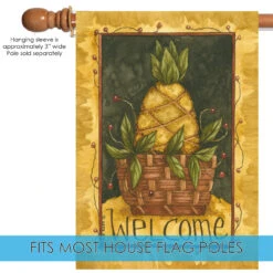 Pineapple Basket 'Welcome' Outdoor House Flag 40" X 28" 9 Pineapple Basket 'Welcome' Outdoor House Flag 40" X 28" -PatioVibe Shop dtol107258 5 74541.1682374183