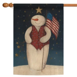 Christmas Snowman Patriotic Outdoor House Flag 40" X 28"