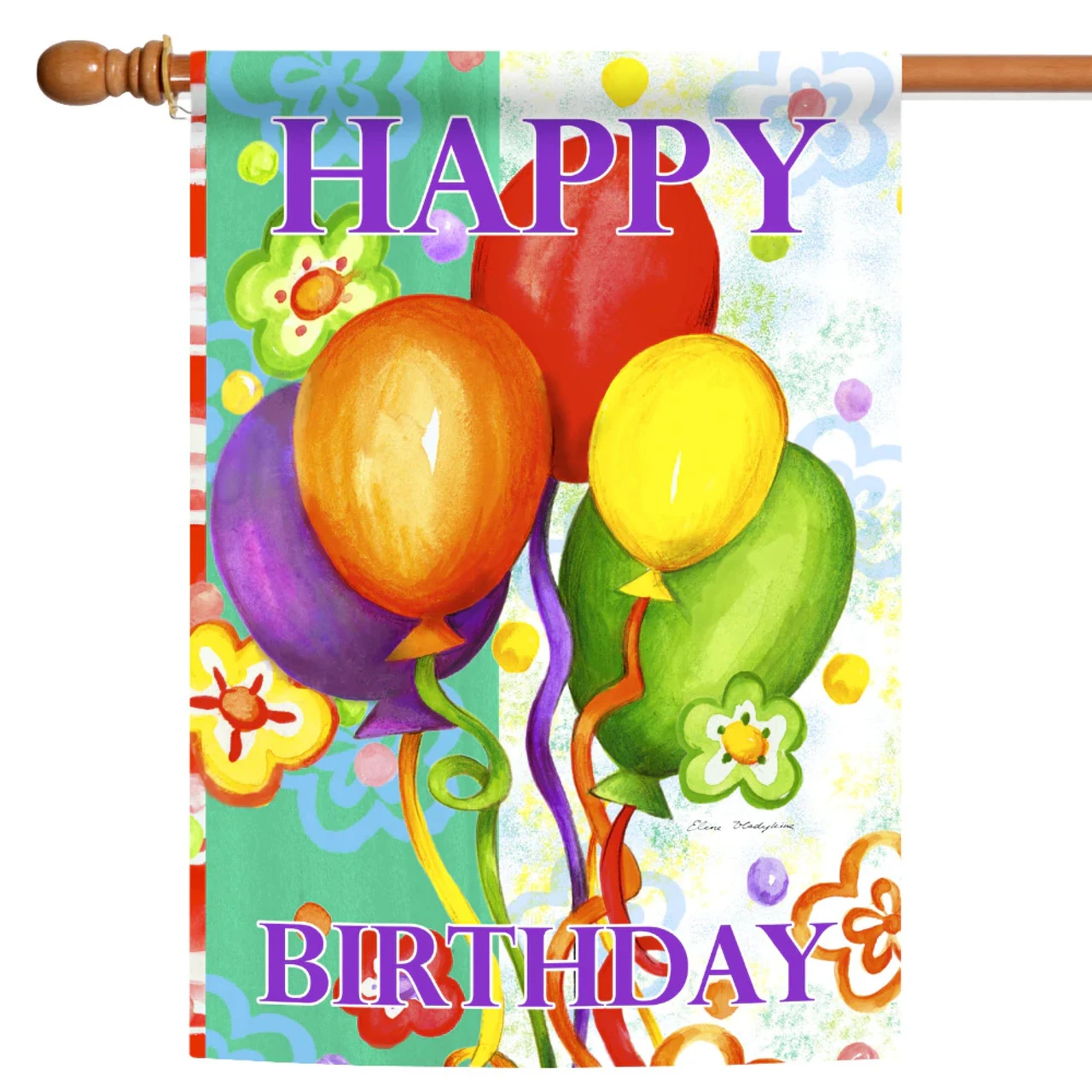 Colorful Balloons 'Happy Birthday' Outdoor House Flag 40" X 28" 1 Colorful Balloons 'Happy Birthday' Outdoor House Flag 40" X 28"