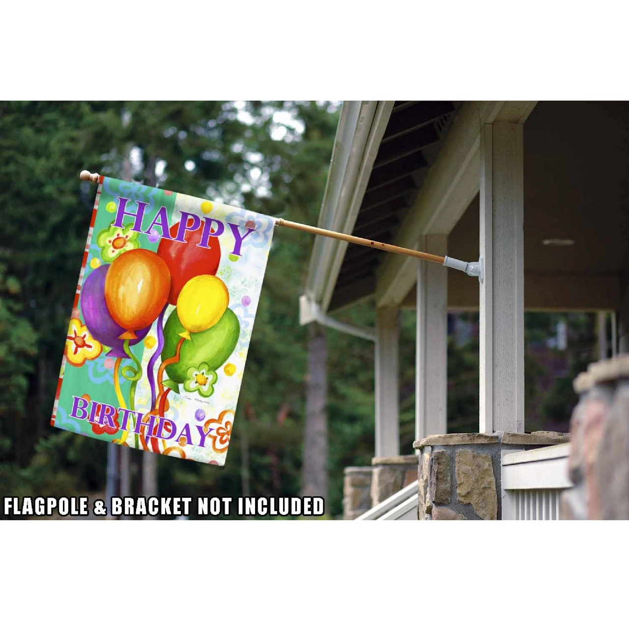 Colorful Balloons 'Happy Birthday' Outdoor House Flag 40" X 28" 2 Colorful Balloons 'Happy Birthday' Outdoor House Flag 40" X 28" - Image 2