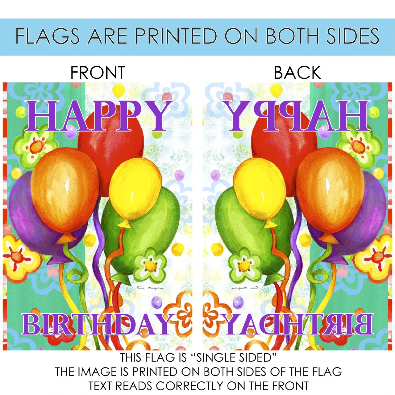 Colorful Balloons 'Happy Birthday' Outdoor House Flag 40" X 28" 4 Colorful Balloons 'Happy Birthday' Outdoor House Flag 40" X 28" - Image 4