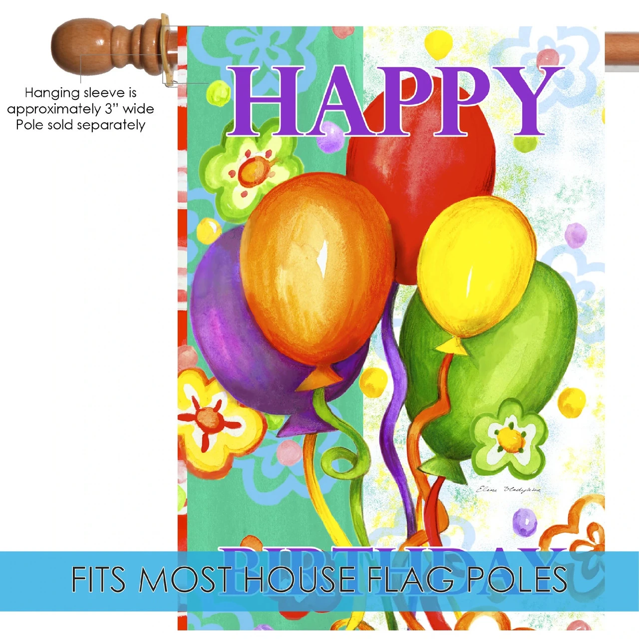 Colorful Balloons 'Happy Birthday' Outdoor House Flag 40" X 28" 5 Colorful Balloons 'Happy Birthday' Outdoor House Flag 40" X 28" - Image 5