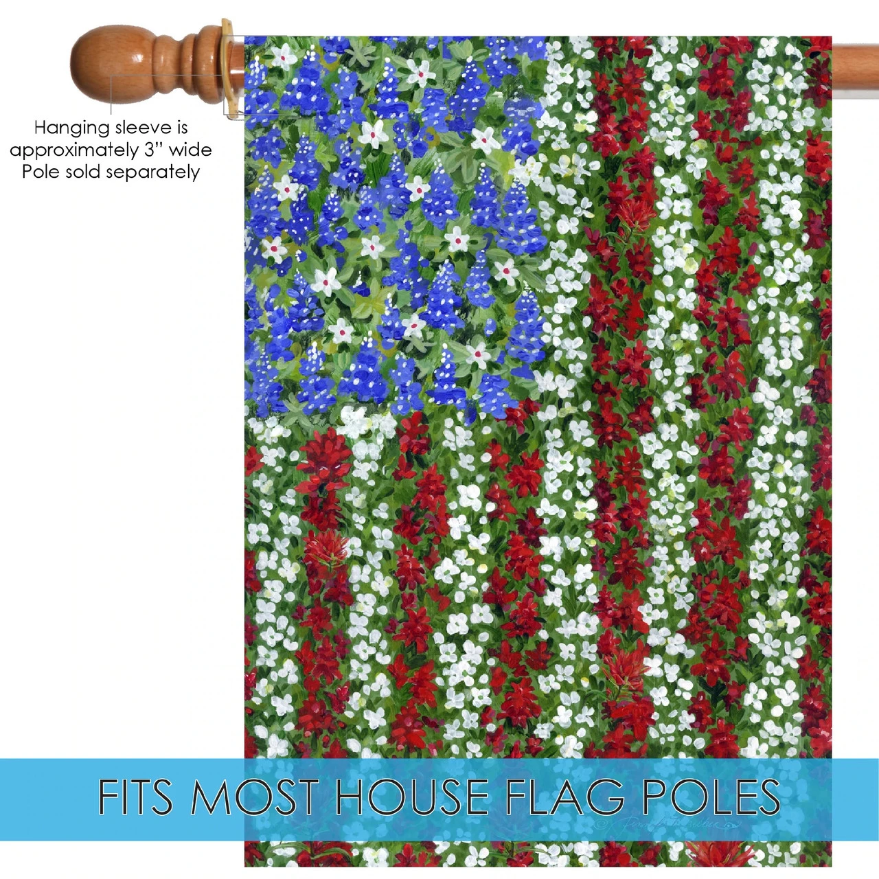 America Patriotic Flower Outdoor House Flag 40" X 28" 5 America Patriotic Flower Outdoor House Flag 40" X 28" - Image 5