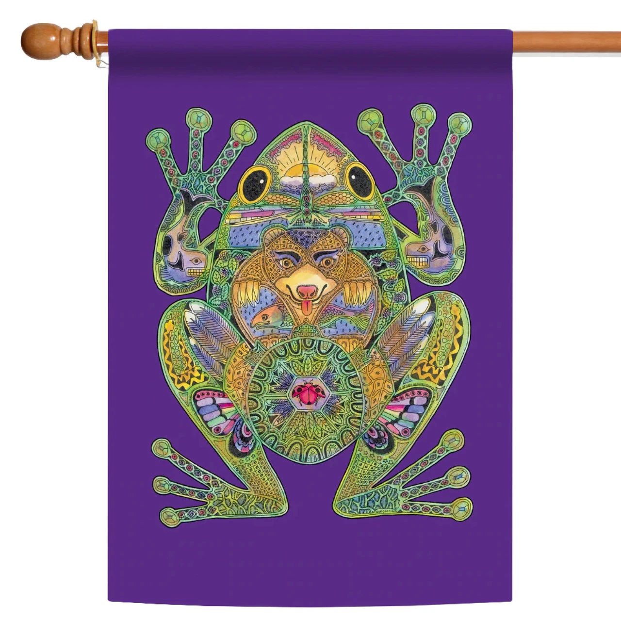 Frog Animal Spirits Outdoor House Flag 40" X 28" 1 Frog Animal Spirits Outdoor House Flag 40" X 28"