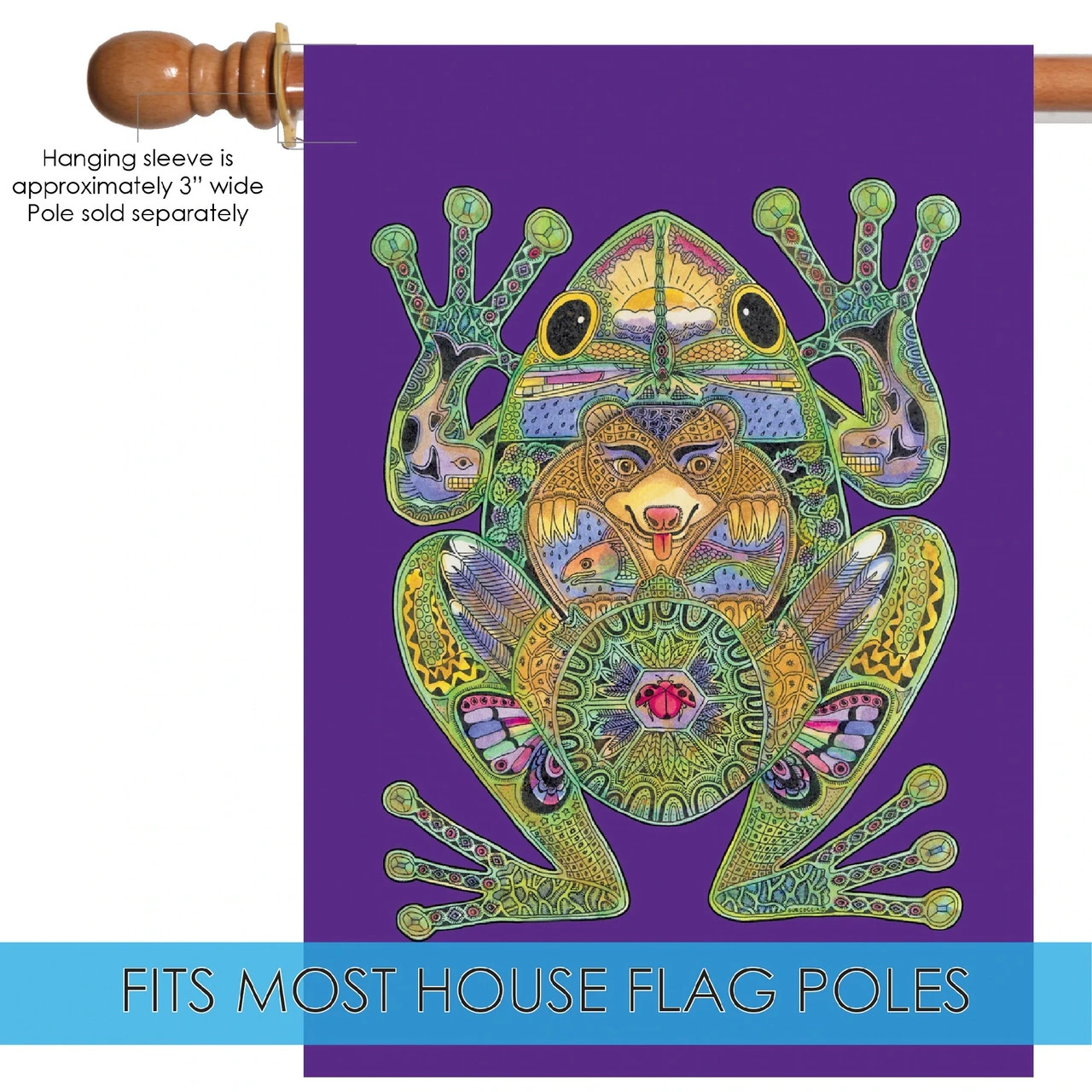 Frog Animal Spirits Outdoor House Flag 40" X 28" 5 Frog Animal Spirits Outdoor House Flag 40" X 28" - Image 5