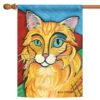 Pawcasso Long Haired Cat Outdoor House Flag 40" X 28"