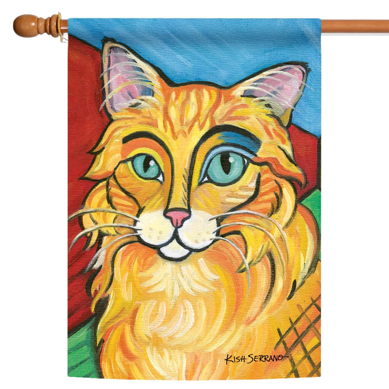 Pawcasso Long Haired Cat Outdoor House Flag 40" X 28" 1 Pawcasso Long Haired Cat Outdoor House Flag 40" X 28"
