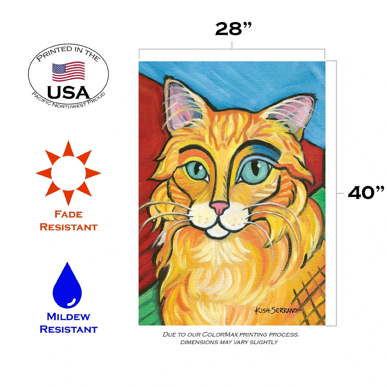 Pawcasso Long Haired Cat Outdoor House Flag 40" X 28" 3 Pawcasso Long Haired Cat Outdoor House Flag 40" X 28" - Image 3