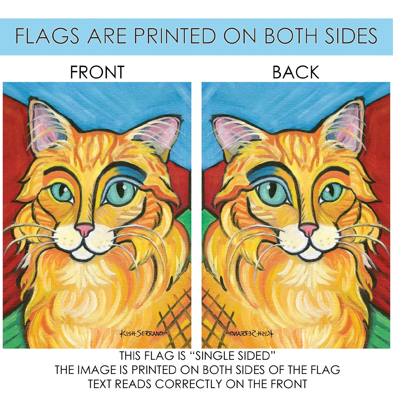 Pawcasso Long Haired Cat Outdoor House Flag 40" X 28" 4 Pawcasso Long Haired Cat Outdoor House Flag 40" X 28" - Image 4