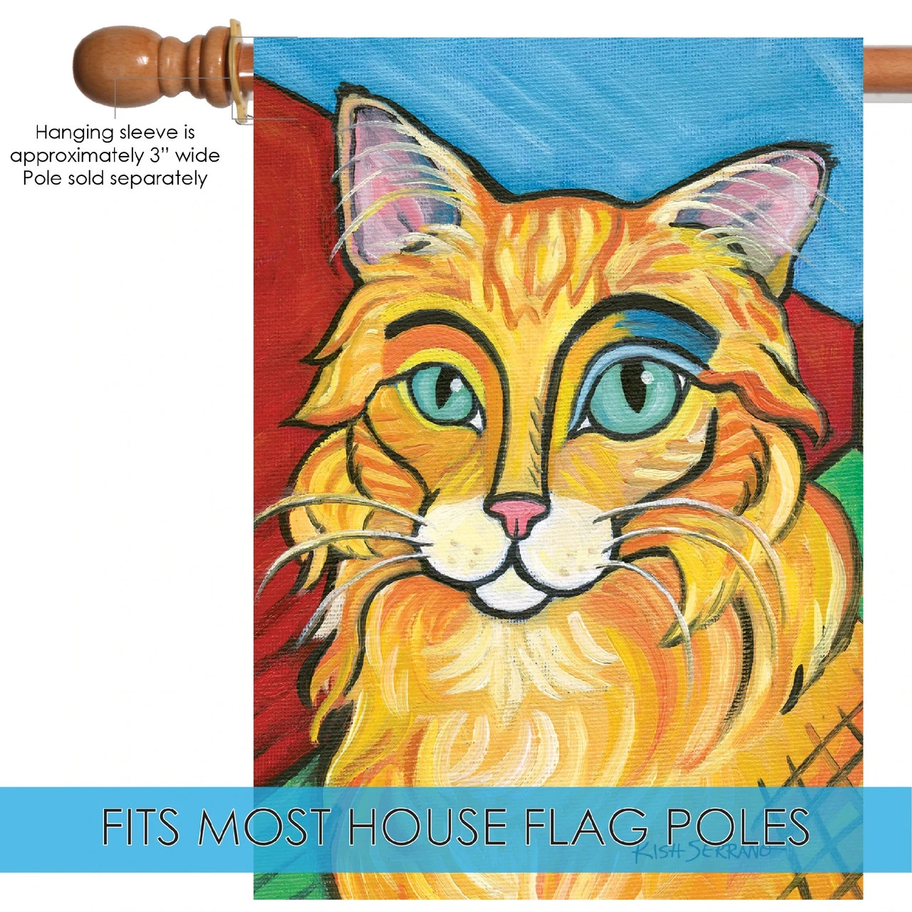 Pawcasso Long Haired Cat Outdoor House Flag 40" X 28" 5 Pawcasso Long Haired Cat Outdoor House Flag 40" X 28" - Image 5