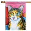 Short Haired Tabby Cat Outdoor House Flag 40" X 28"