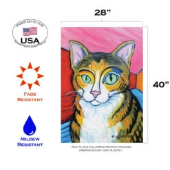 Short Haired Tabby Cat Outdoor House Flag 40" X 28" -PatioVibe Shop dtol109623 3 43972.1682375062