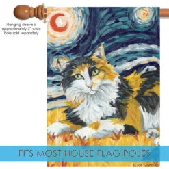 Calico Cat Starry Night Outdoor House Flag 40' X 28" 9 Calico Cat Starry Night Outdoor House Flag 40' X 28" -PatioVibe Shop dtol109625 5 04331.1682375060