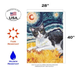 Tuxedo Cat Starry Night Outdoor House Flag 40' X 28" 7 Tuxedo Cat Starry Night Outdoor House Flag 40' X 28" -PatioVibe Shop dtol109627 3 84239.1682374877