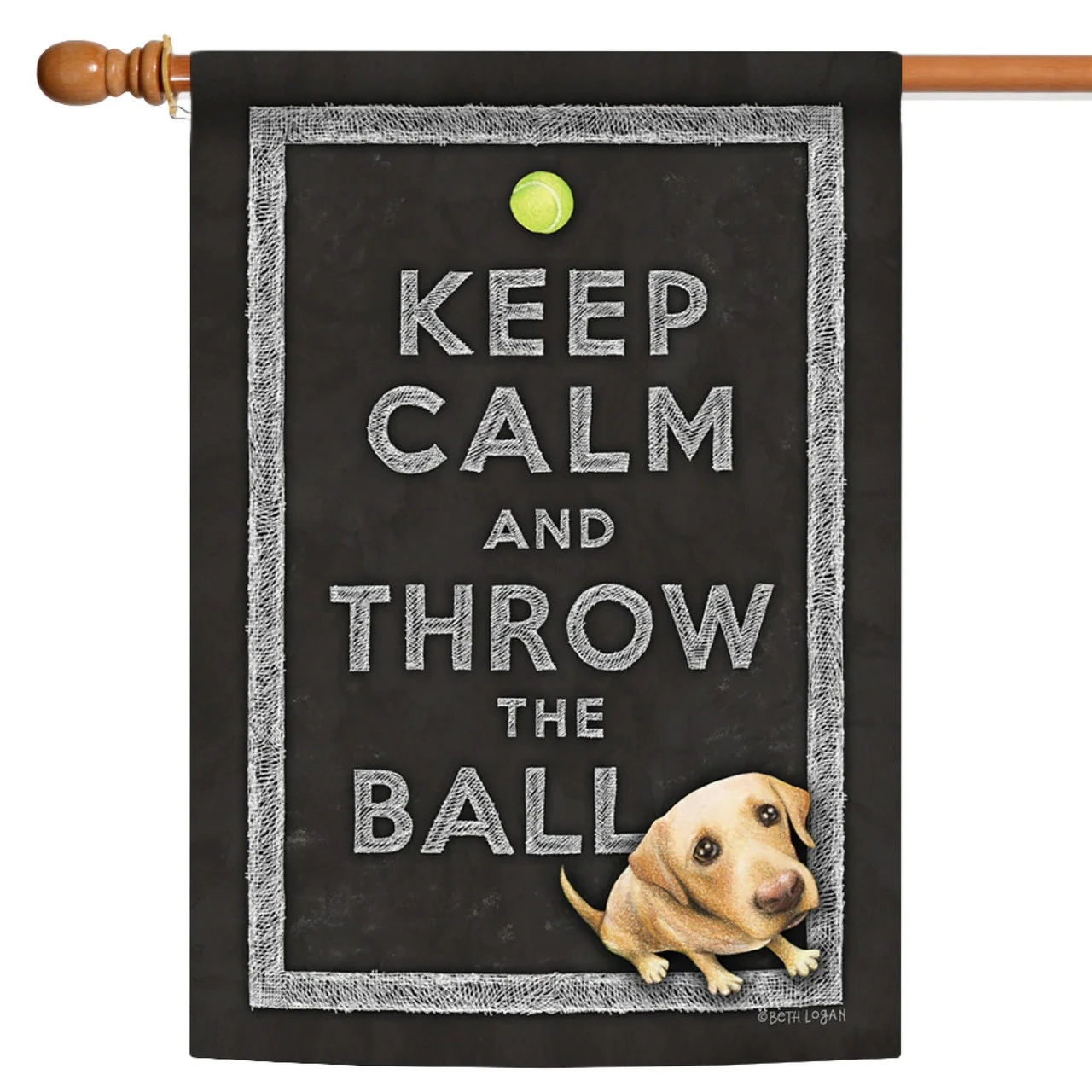 Cute Puppy 'Keep Calm And Throw The Ball' Outdoor House Flag 40" X 28" 1 Cute Puppy 'Keep Calm And Throw The Ball' Outdoor House Flag 40" X 28"