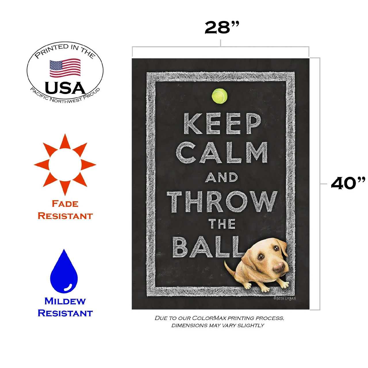 Cute Puppy 'Keep Calm And Throw The Ball' Outdoor House Flag 40" X 28" 3 Cute Puppy 'Keep Calm And Throw The Ball' Outdoor House Flag 40" X 28" - Image 3