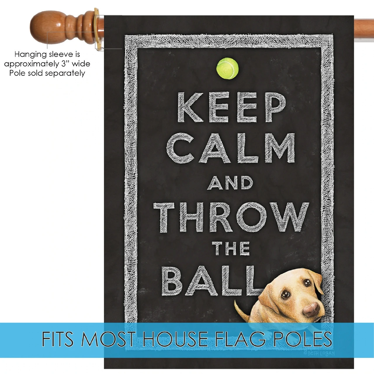 Cute Puppy 'Keep Calm And Throw The Ball' Outdoor House Flag 40" X 28" 5 Cute Puppy 'Keep Calm And Throw The Ball' Outdoor House Flag 40" X 28" - Image 5