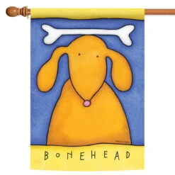 Cute Puppy 'Bonehead' Outdoor House Flag 40" X 28"