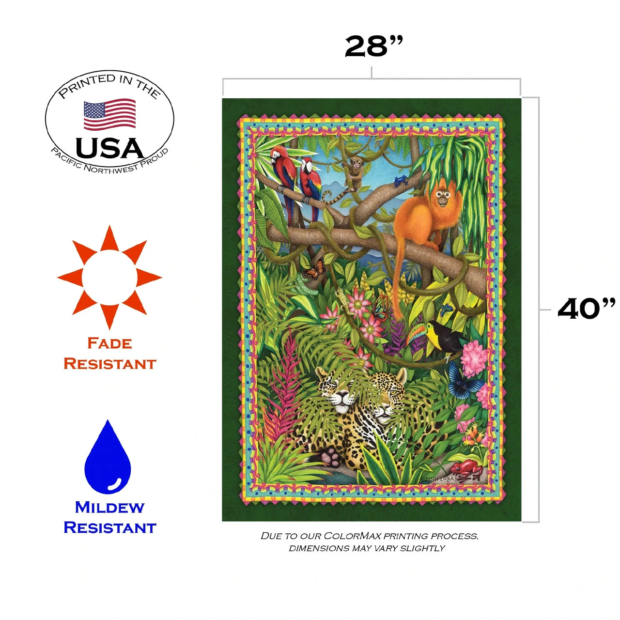 Jungle Animal Outdoor House Flag 40' X 28" 3 Jungle Animal Outdoor House Flag 40' X 28" - Image 3