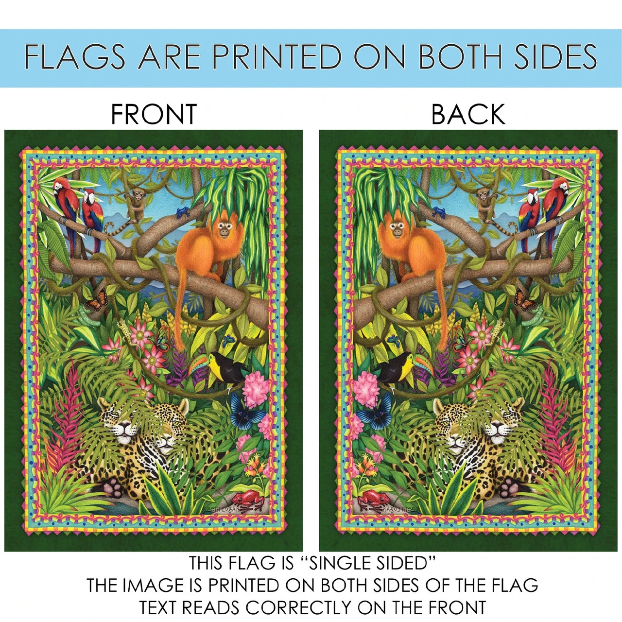 Jungle Animal Outdoor House Flag 40' X 28" 4 Jungle Animal Outdoor House Flag 40' X 28" - Image 4