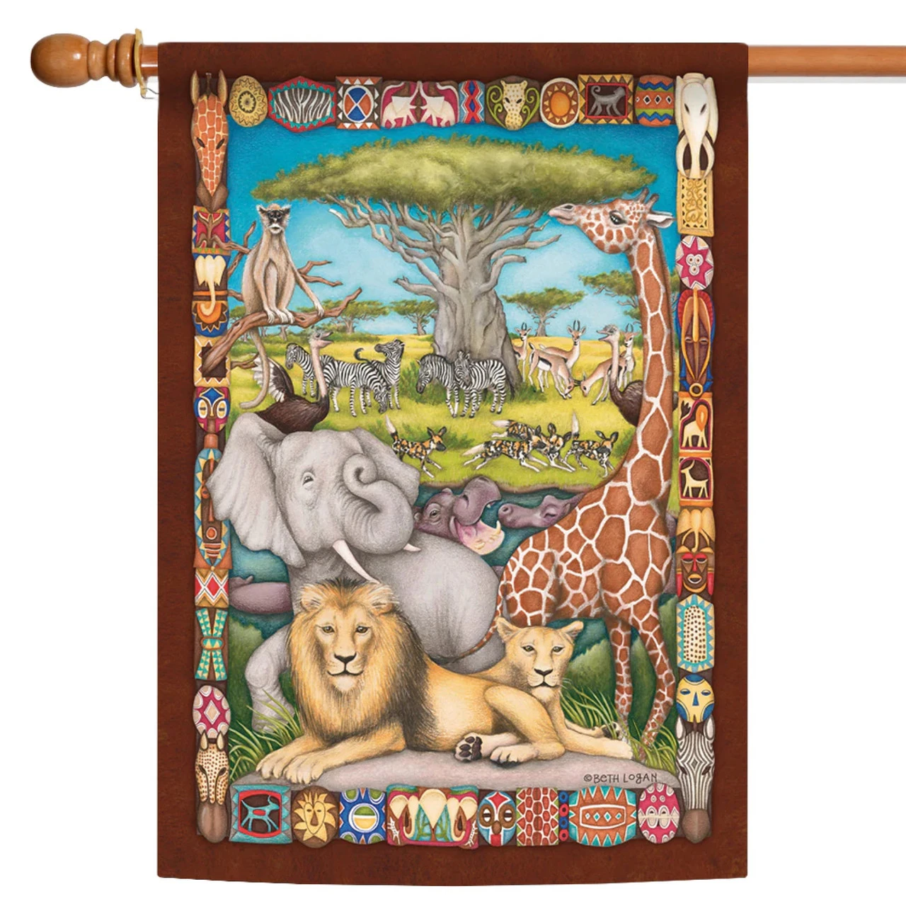 Africa Safari Outdoor House Flag 40" X 28" 1 Africa Safari Outdoor House Flag 40" X 28"