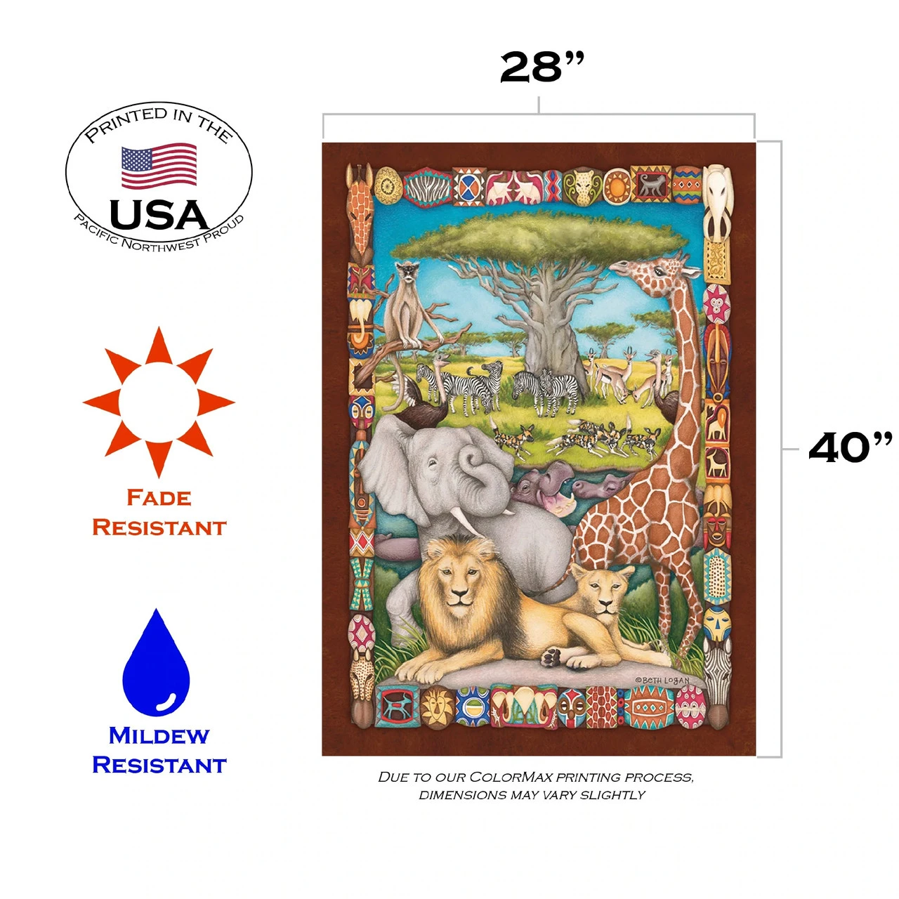 Africa Safari Outdoor House Flag 40" X 28" 3 Africa Safari Outdoor House Flag 40" X 28" - Image 3