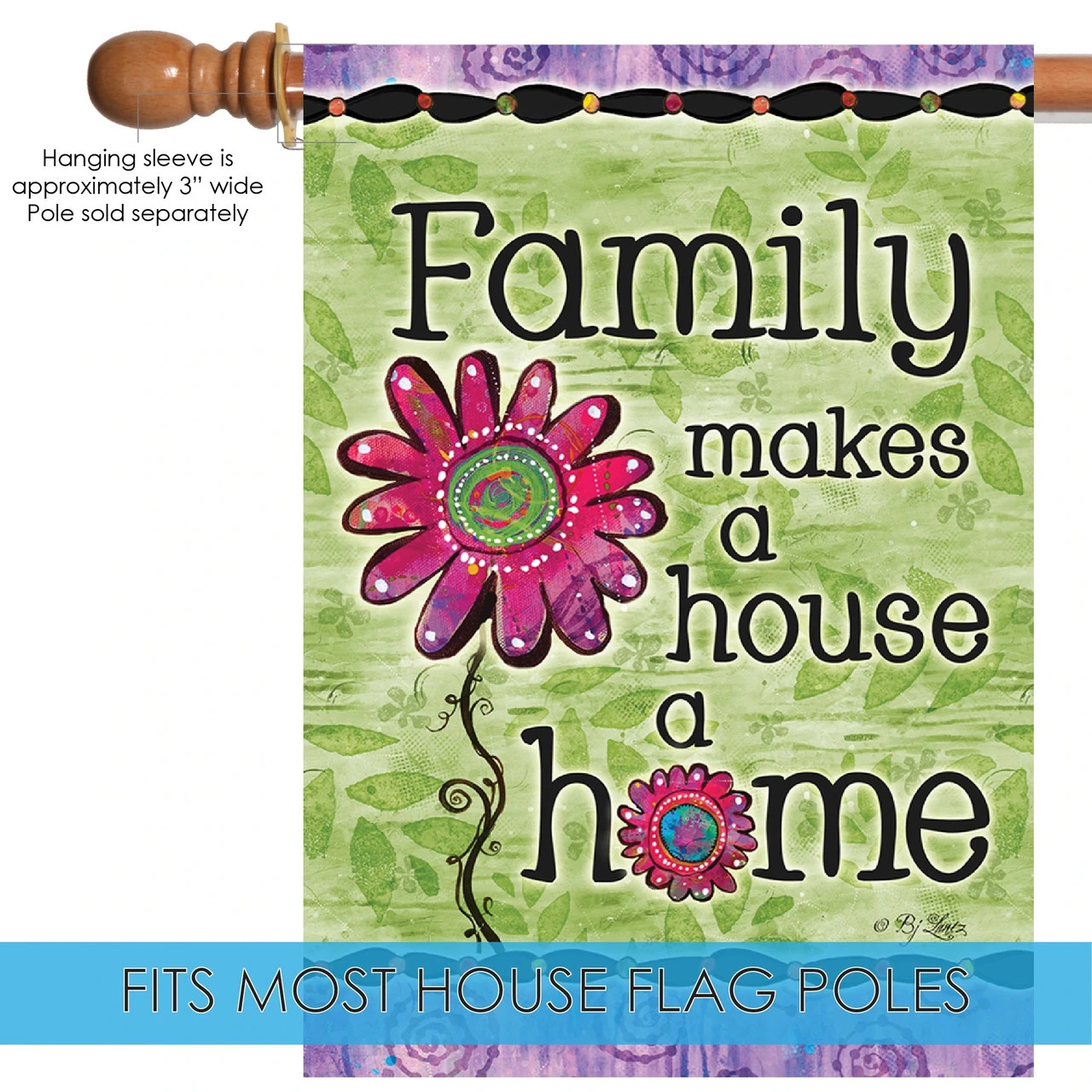 Beautiful Flower 'Family Makes A House A Home' Outdoor House Flag 40" X 28" 5 Beautiful Flower 'Family Makes A House A Home' Outdoor House Flag 40" X 28" - Image 5