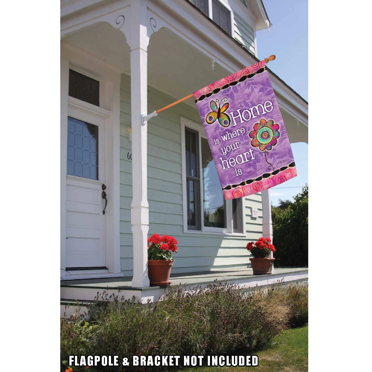 Butterfly And Flower 'Home Is Where Your Heart Is' Outdoor House Flag 40" X 28" 2 Butterfly And Flower 'Home Is Where Your Heart Is' Outdoor House Flag 40" X 28" - Image 2