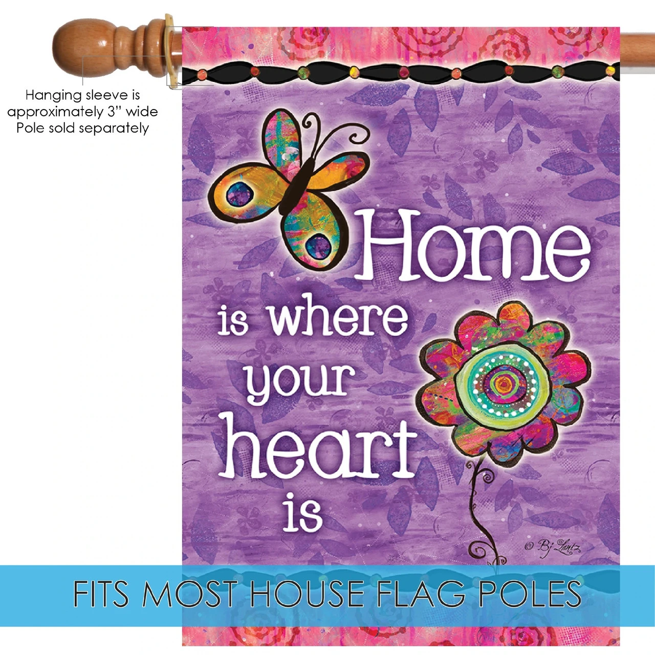 Butterfly And Flower 'Home Is Where Your Heart Is' Outdoor House Flag 40" X 28" 5 Butterfly And Flower 'Home Is Where Your Heart Is' Outdoor House Flag 40" X 28" - Image 5