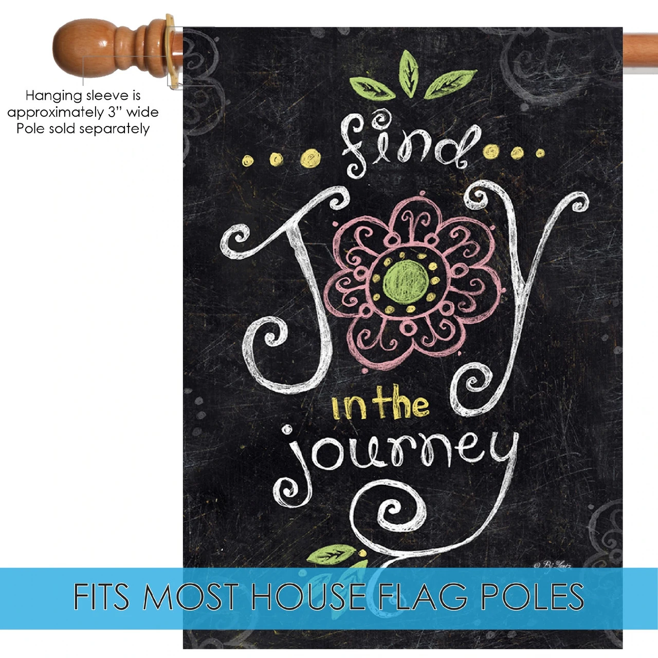 Chalkboard 'Find Joy In The Journey' Outdoor House Flag 40" X 28" 5 Chalkboard 'Find Joy In The Journey' Outdoor House Flag 40" X 28" - Image 5