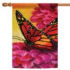 Butterfly And Flower Outdoor House Flag 40" X 28"