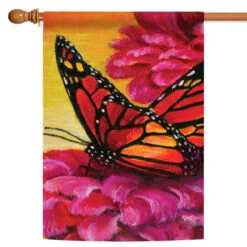Butterfly And Flower Outdoor House Flag 40" X 28"