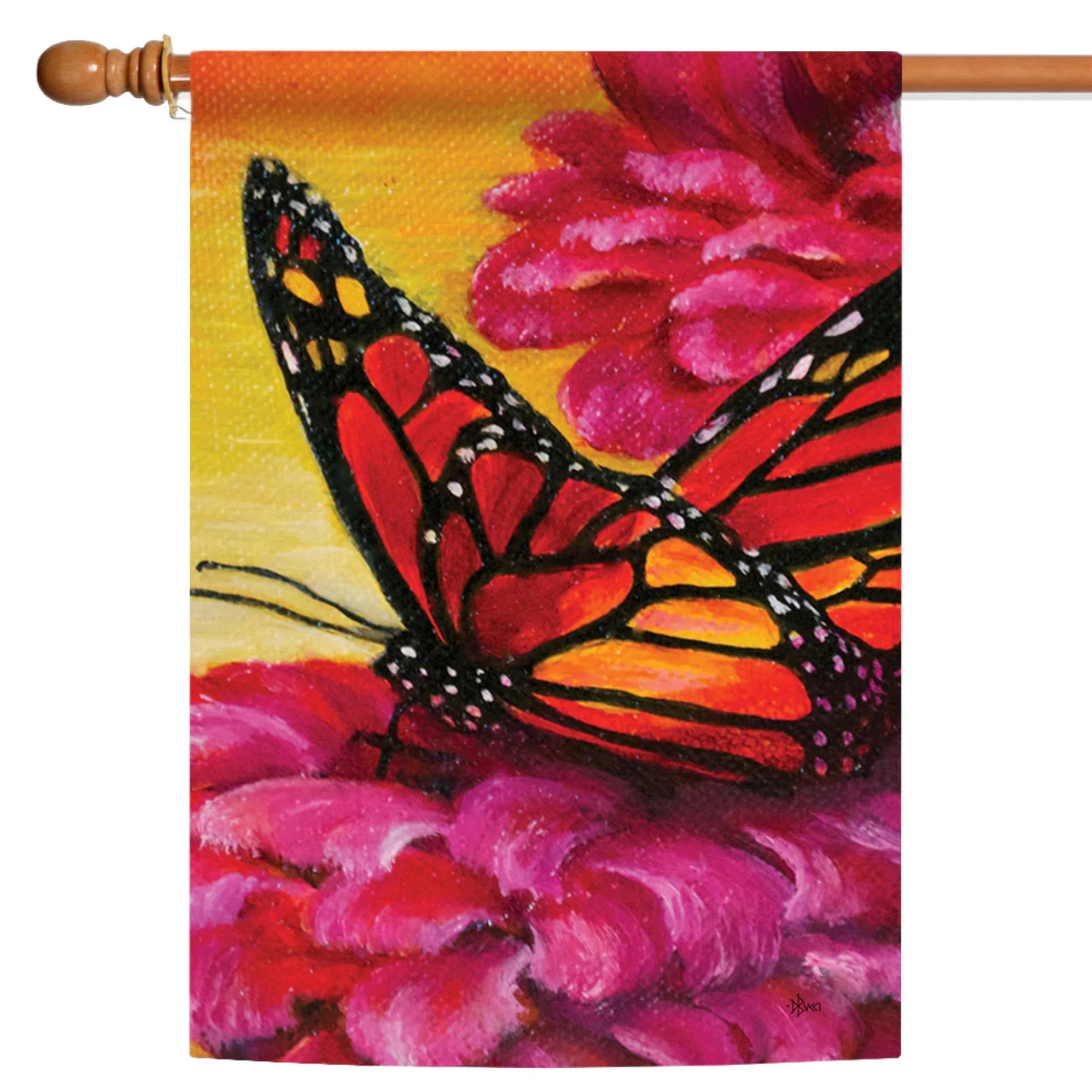 Butterfly And Flower Outdoor House Flag 40" X 28" 1 Butterfly And Flower Outdoor House Flag 40" X 28"