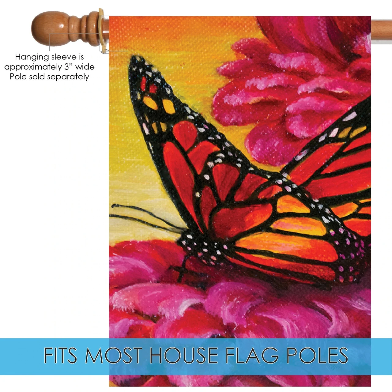 Butterfly And Flower Outdoor House Flag 40" X 28" 5 Butterfly And Flower Outdoor House Flag 40" X 28" - Image 5