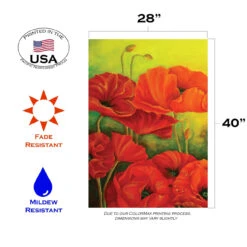 Beautiful Poppy Outdoor House Flag 40" X 28" -PatioVibe Shop dtol109815 3 04516.1682374843