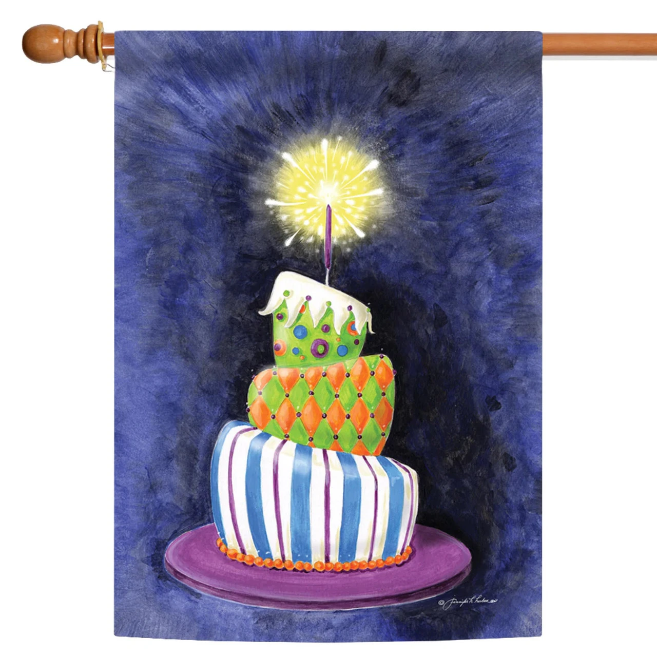 Sparkling Birthday Present Cake Outdoor House Flag 40" X 28" 1 Sparkling Birthday Present Cake Outdoor House Flag 40" X 28"