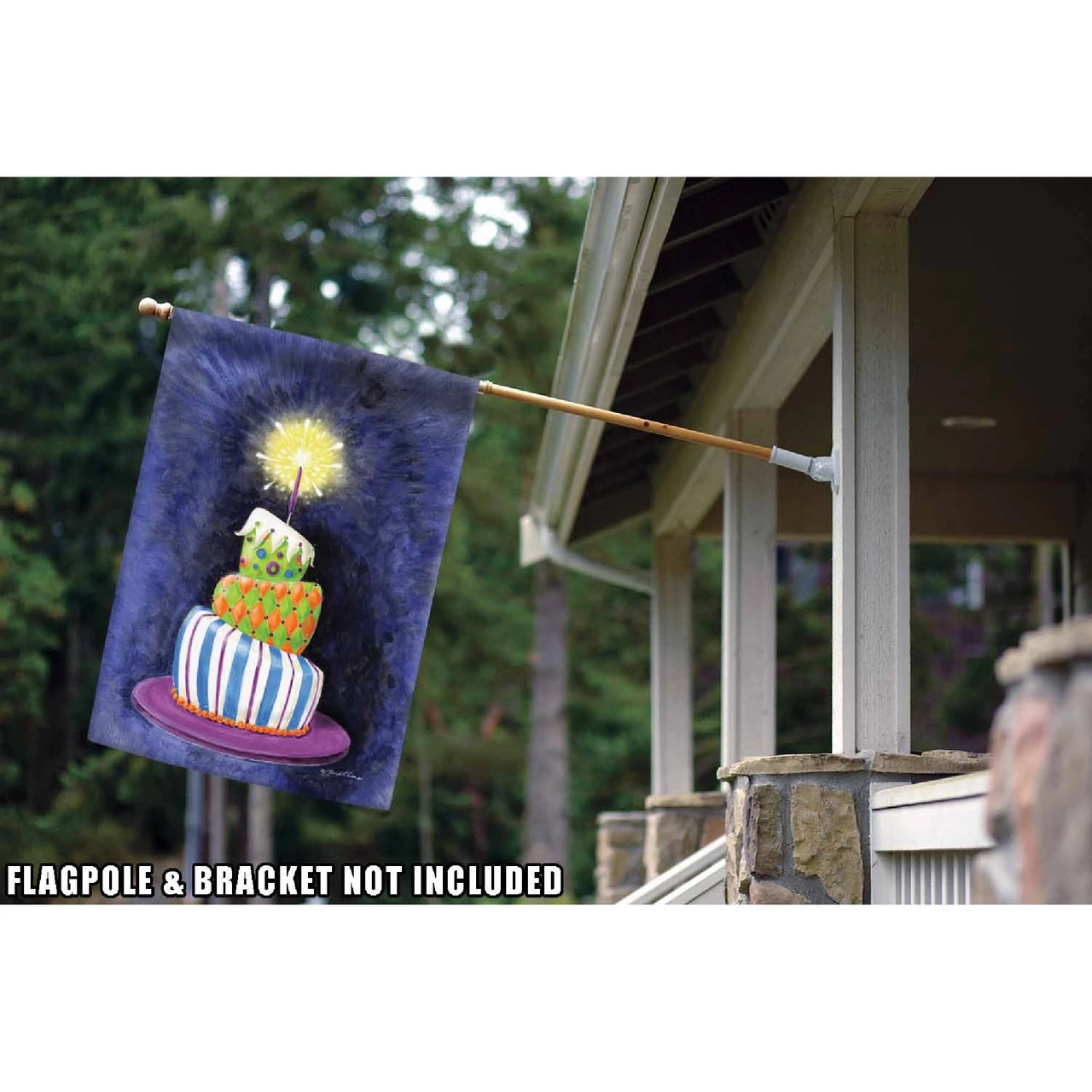 Sparkling Birthday Present Cake Outdoor House Flag 40" X 28" 2 Sparkling Birthday Present Cake Outdoor House Flag 40" X 28" - Image 2