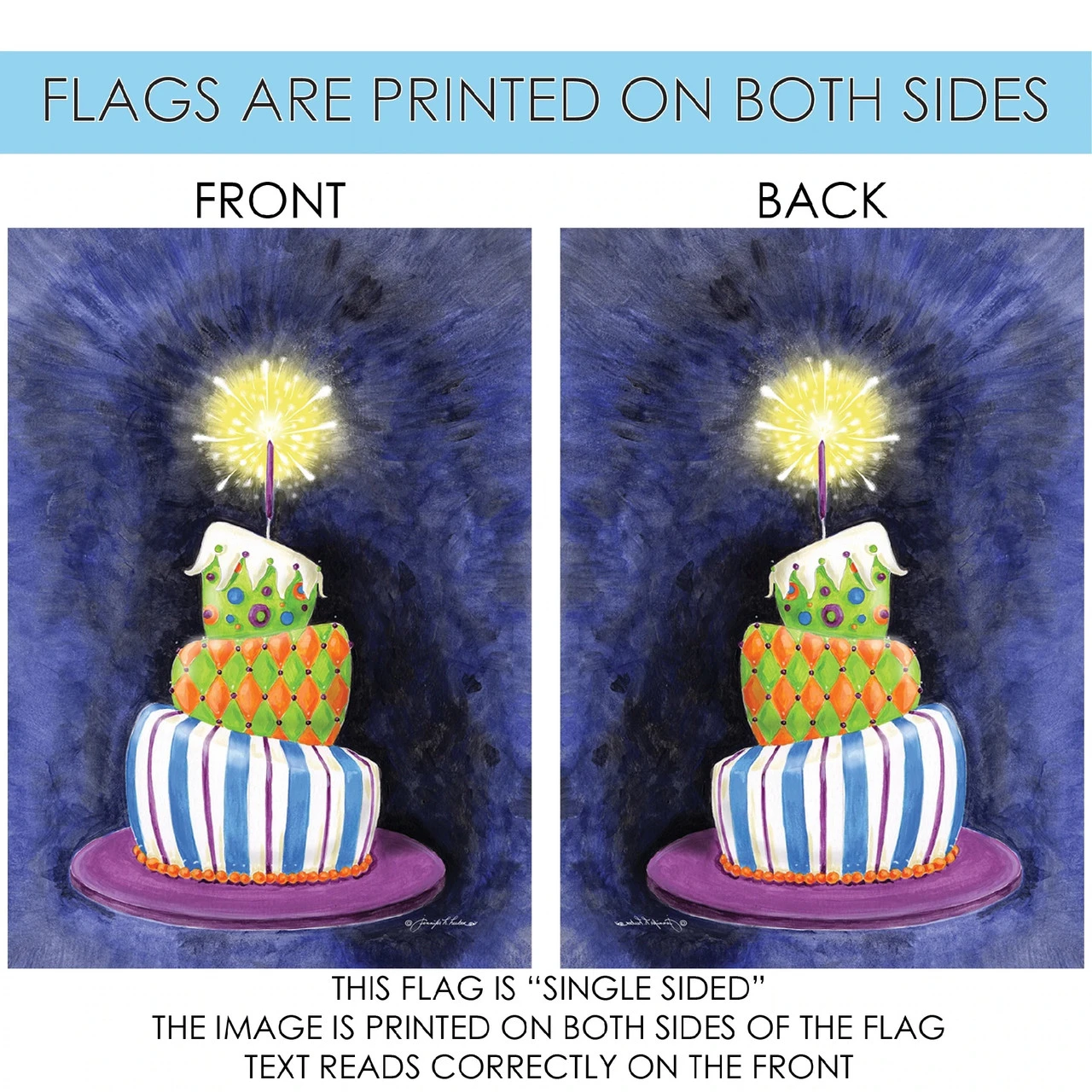 Sparkling Birthday Present Cake Outdoor House Flag 40" X 28" 4 Sparkling Birthday Present Cake Outdoor House Flag 40" X 28" - Image 4